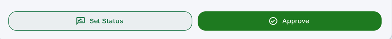 The Set Status and Approve buttons at the bottom of the document panel, with Approve shown as a filled green button